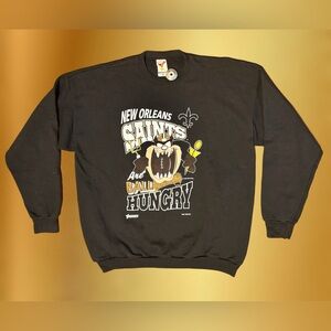 Vtg 90s Taz New Orleans Saints Football Sweatshirt Looney Tunes NFL Artex 1993